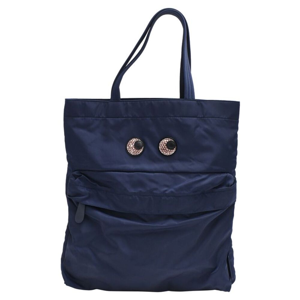 Anya Hindmarch Eyes Tote Bag in Navy Blue Nylon